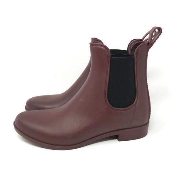 J Crew Matte Chelsea Waterproof Rain Boots Maroon 7 - Picture 4 of 8